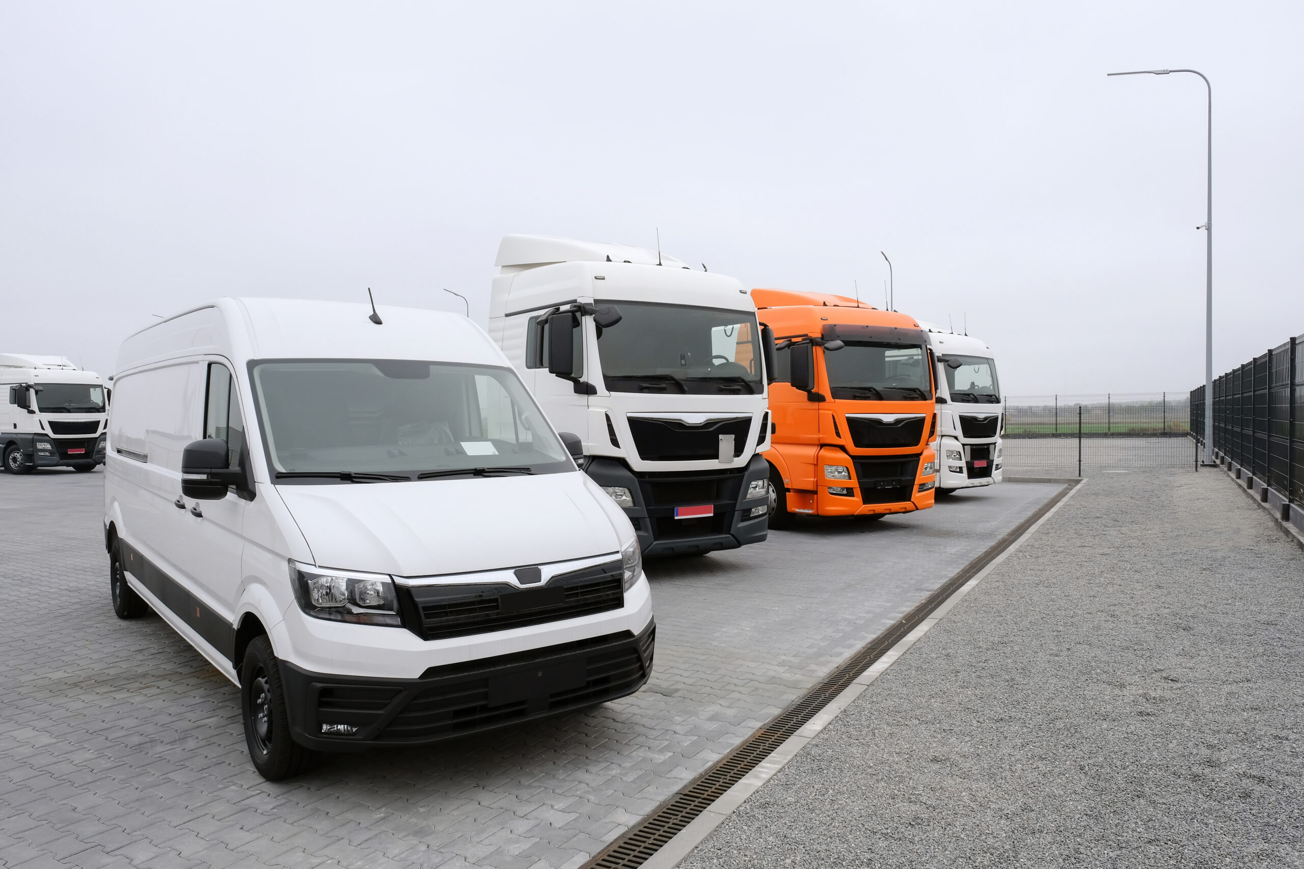 Trucks in a parking lot
